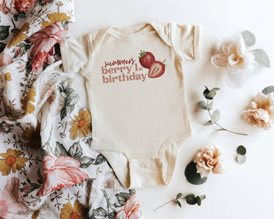 Baby Name Bodysuits, Strawberry Baby's Birthday, Berry First Birthday, Custom Name Bodysuits, 1st Birthday Bodysuits, Cute Toddler Bodysuits