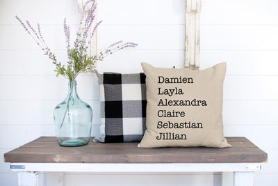 Family Names Throw Pillow Cover, Personalized Throw Pillow, Family Names Throw Pillow, Linen Throw Pillow Cover, Personalized Linen Throw