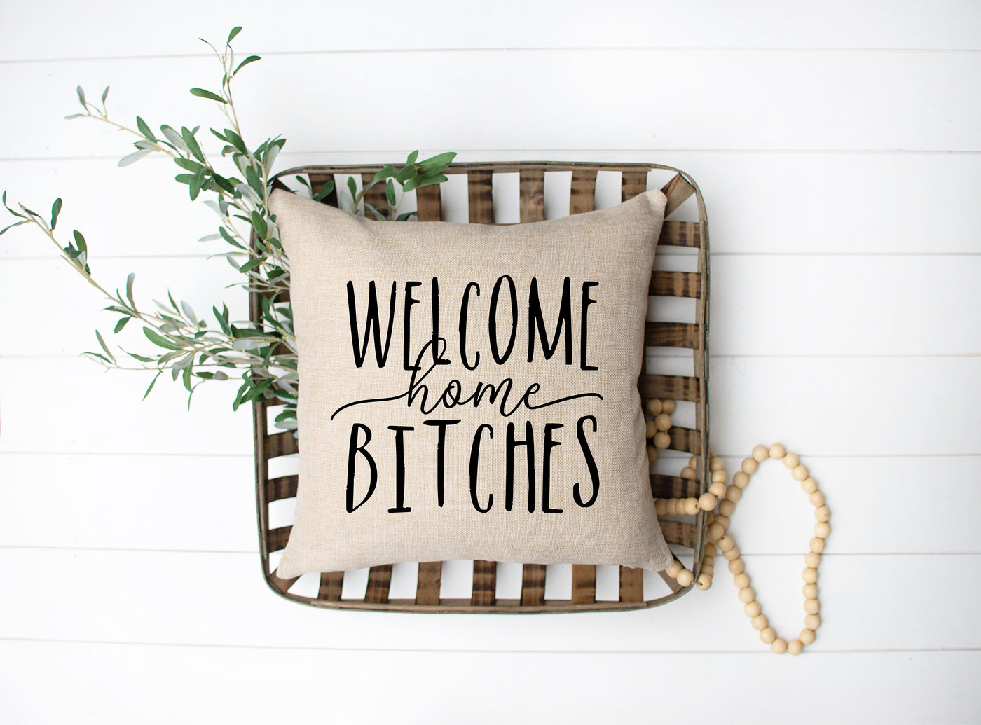 Funny Dorm Pillow Cover, Welcome Home Bitches, Funny Throw Pillow Cover, Funny Housewarming Pillow, Welcome Home Pillow Cover, Girls Night