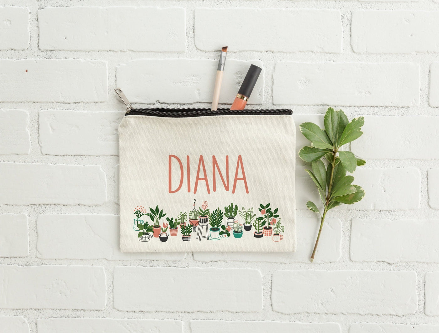 Plant Bag, Plant Makeup Bag, Personalized Makeup Bag, Gift for Plant Lover, You Grow Girl, Plant Lover Gift, Gardener Gift, Plant Mom Bag