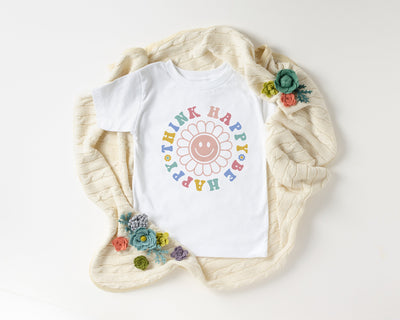 Happy Thoughts Shirt, Happiness Shirt, Girl's Smile Shirt, Hippie Happy Shirt, Happy Face Tee, Daisy Tee, Retro Smiley Face, Think Happy