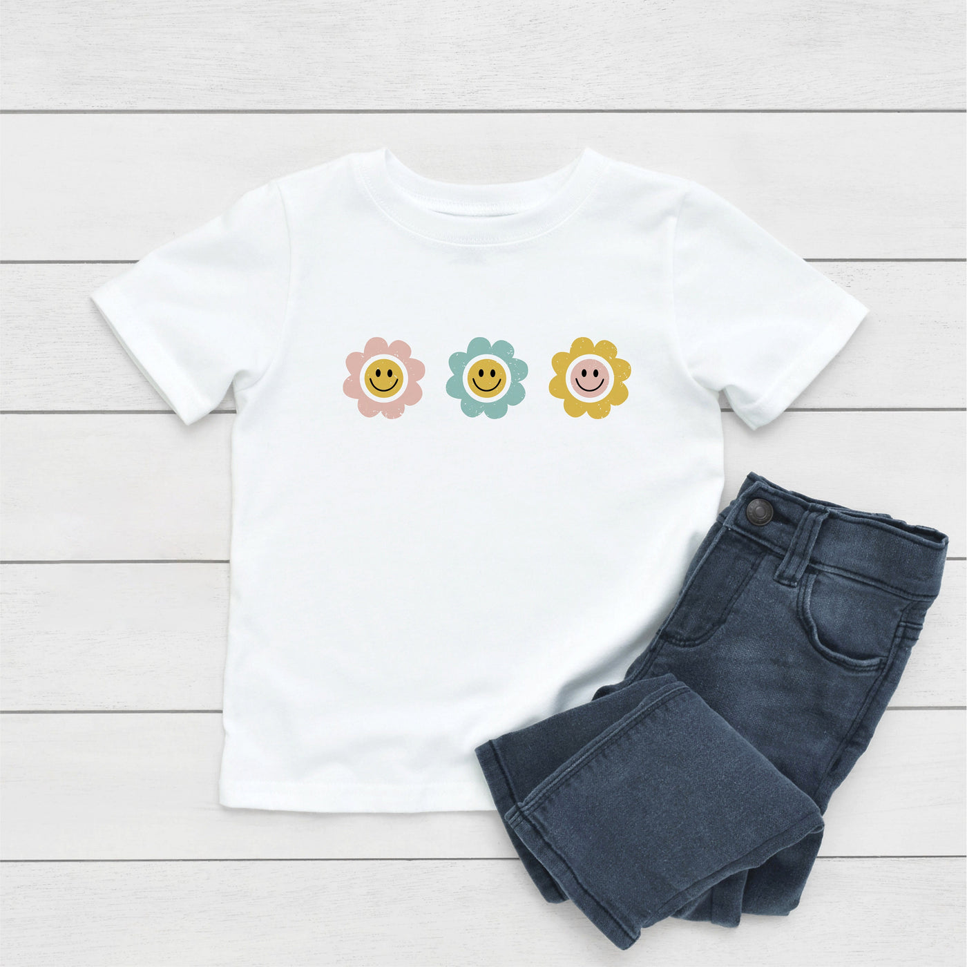 Floral Shirt Girl's, Hippie Flower Shirt, Smiley Flower Shirt, Smile Flower, Cute Flower Shirt Girls, Girl's Floral Shirt, Flower Hippie