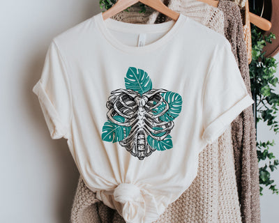 Monstera Shirt, Skeleton Tee, Ribs Shirt, Nature Lover Tee, Plant Lover Shirt, Plant Graphic Tee, Gardening Shirt,  Garden Lover, Garden