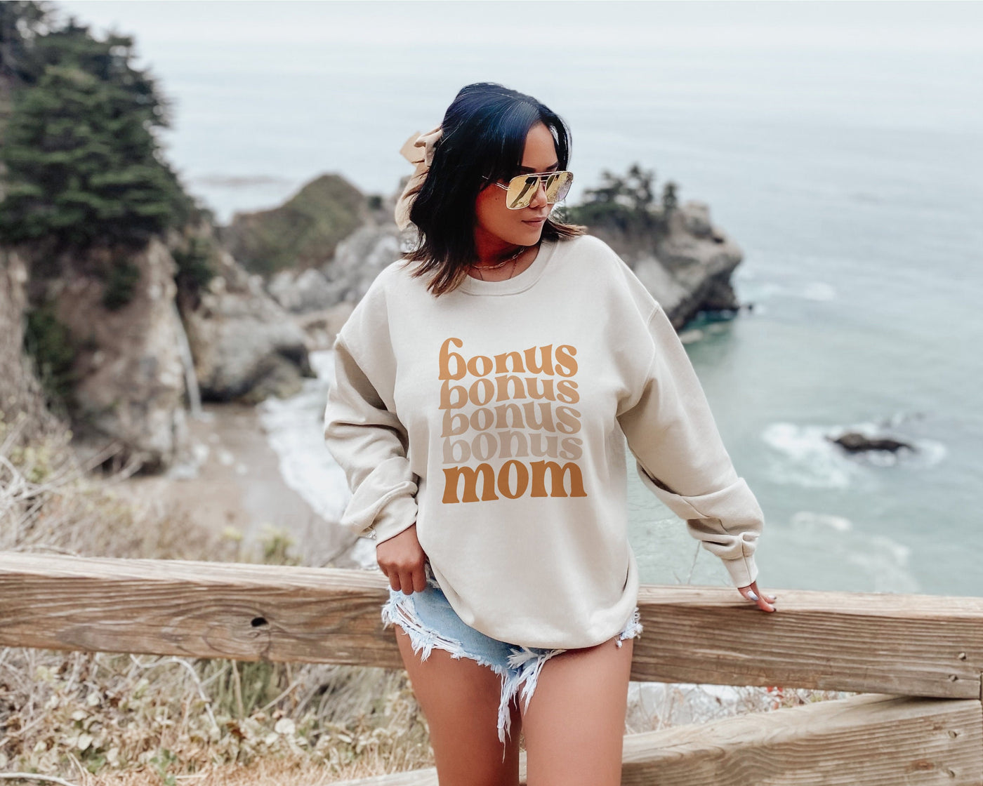 Bonus Mom Shirt, Boho Mom Sweater, Step Mom Shirt, Step Mom Gift, Step Mother Gift, Retro Mom Sweaters, Mother's Day Crewnecks, Mom Crewneck