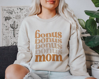 Bonus Mom Shirt, Boho Mom Sweater, Step Mom Shirt, Step Mom Gift, Step Mother Gift, Retro Mom Sweaters, Mother's Day Crewnecks, Mom Crewneck