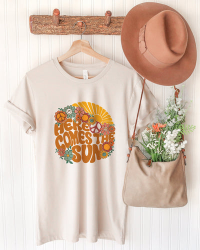 Here Comes The Sun Shirt, Flower Child Shirt, Hippie Shirt, Flower Power Shirt, Retro Shirt, Here Comes The Sun, Cute Hippie Tee, Retro Tee