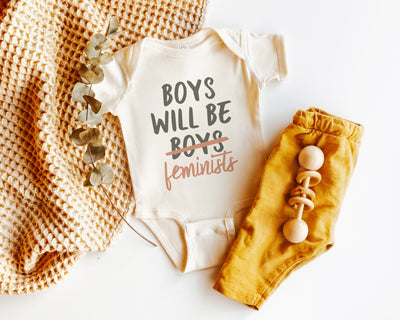Boys Will Be Feminists, Feminist Bodysuit, Little Feminist, Gender Neutral Baby Clothes, Newborn Boy Gift, Infant Jumpsuit, Baby Boy Romper