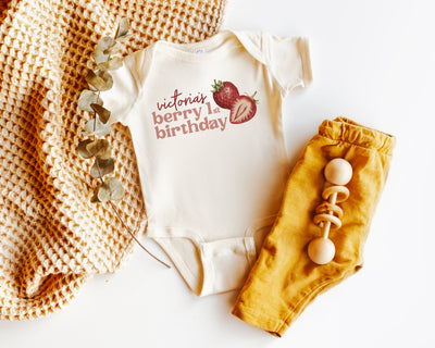 Baby Name Bodysuits, Strawberry Baby's Birthday, Berry First Birthday, Custom Name Bodysuits, 1st Birthday Bodysuits, Cute Toddler Bodysuits